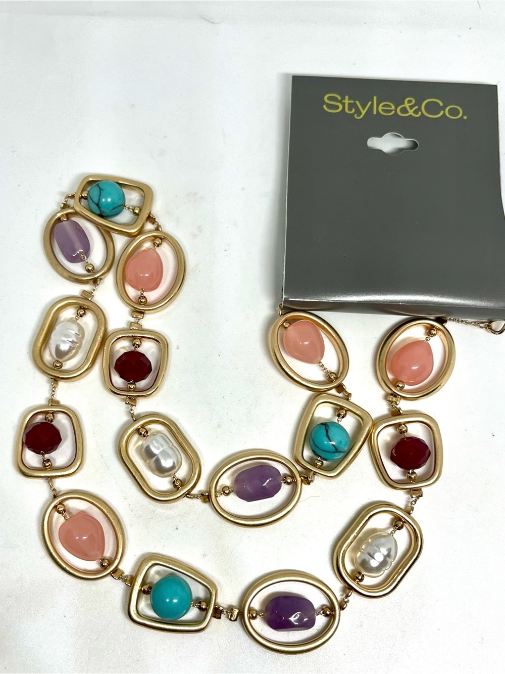Style & Co. Mixed Stone Orbital  Necklace NWT